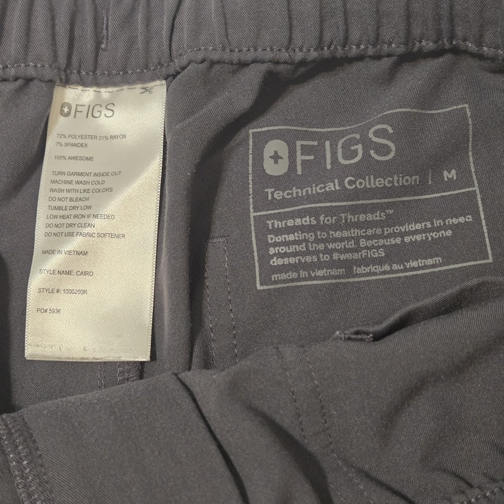 Figs Technical Collection Straight Leg Zip Fly Scrub Pants Charcoal Gray Medium - Picture 5 of 7